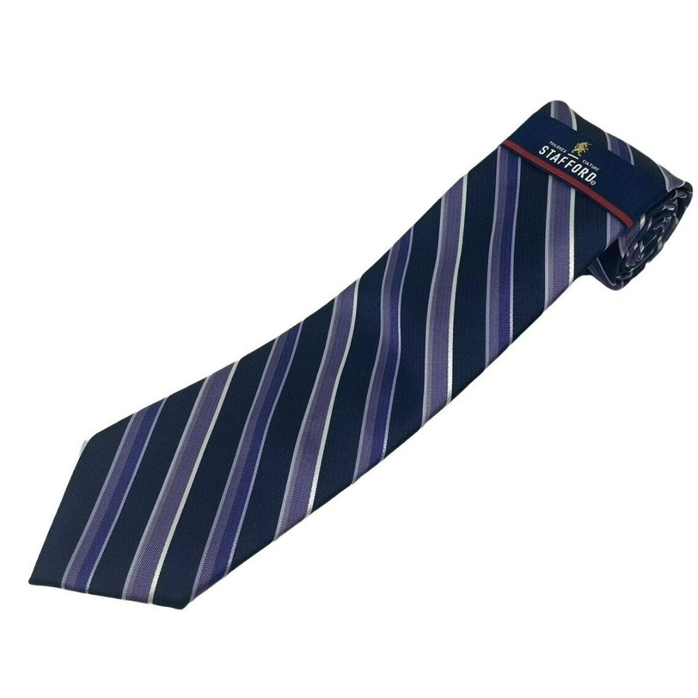 Stafford Tailored Culture Polyester Purple Striped Tie